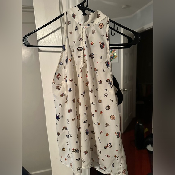 Anthropologie Urban Outfitters Circus Print Sleeveless Tie Front Blouse M New - Picture 5 of 6